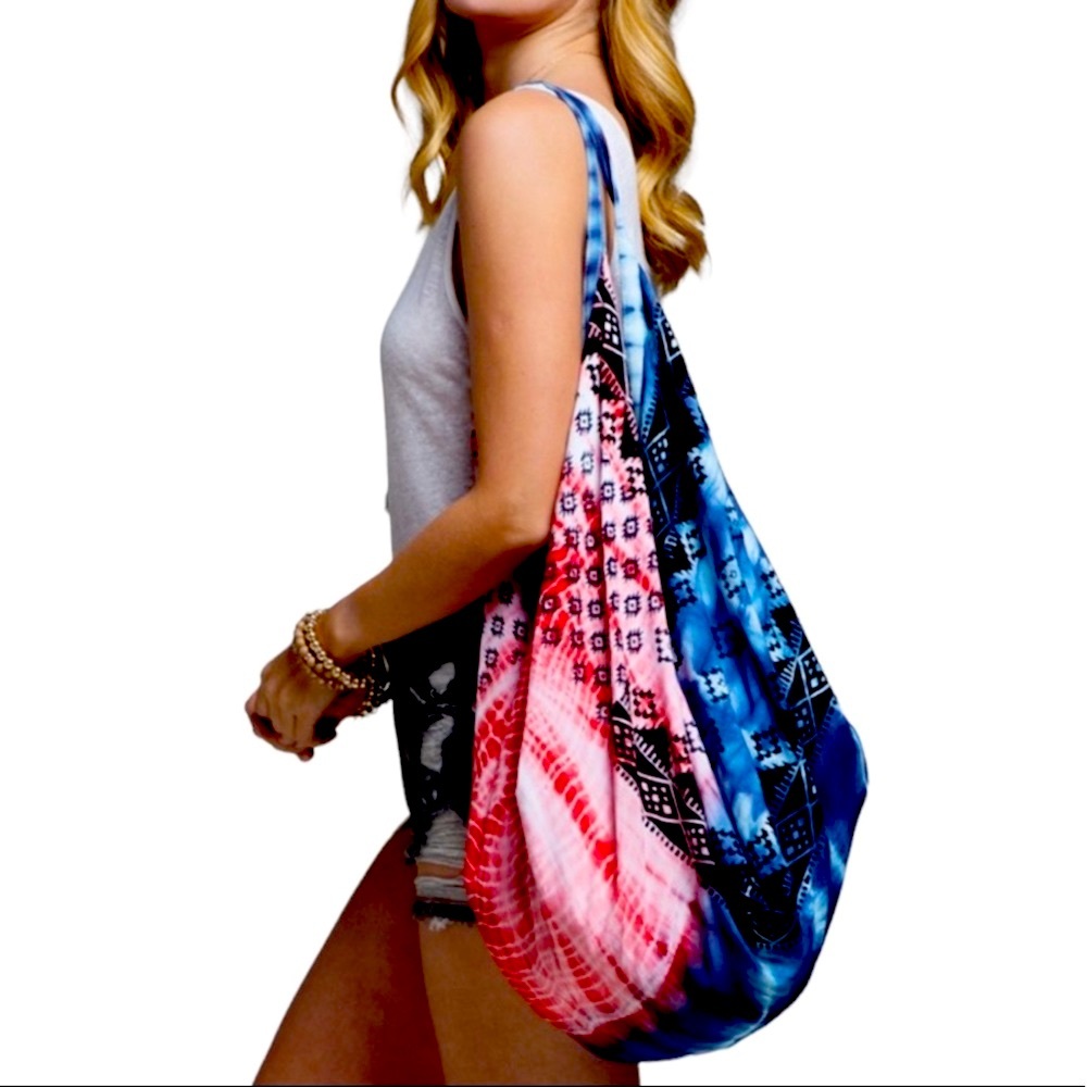 Americana Summer Party Soft and Sexy Full Zip Market Hobo Bag American Flag New